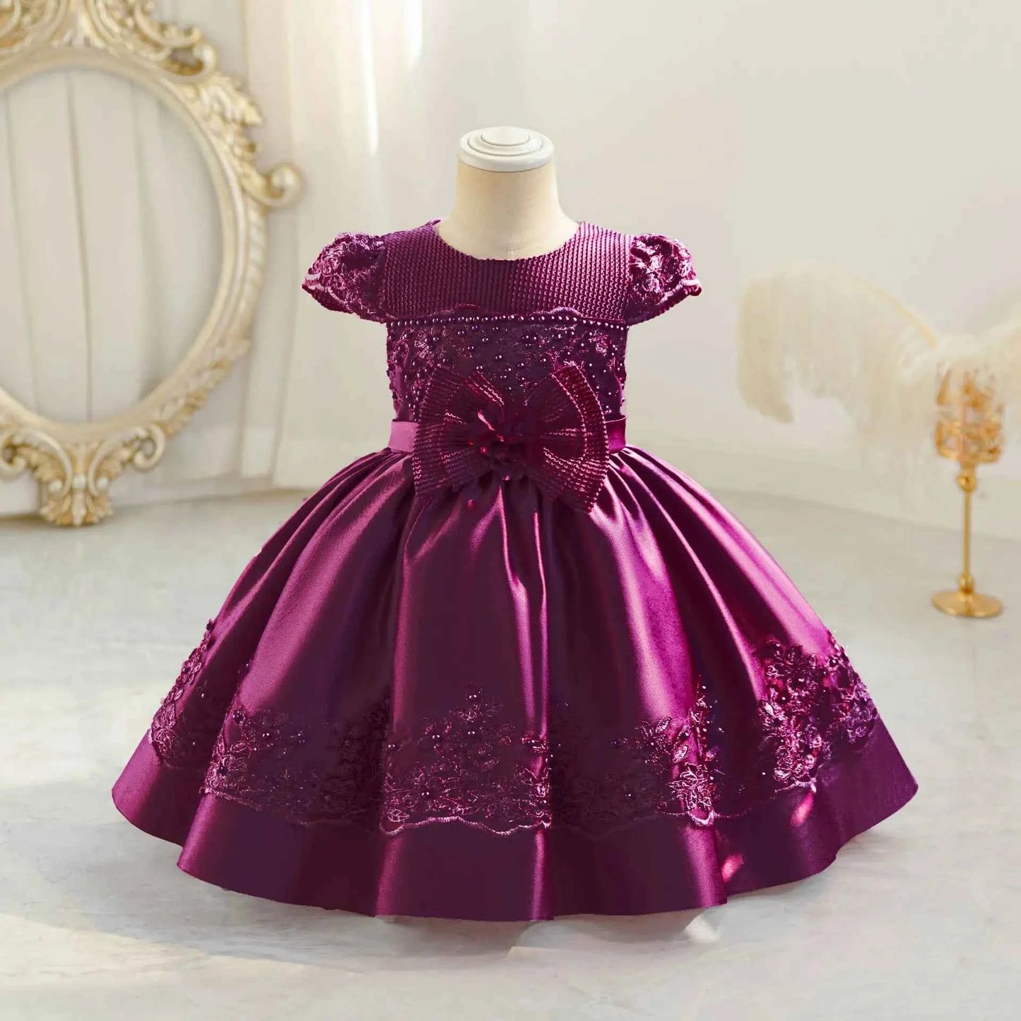 0-4Thildren's wear baby's first birthday party dress color matching gradient Lace Princess Baby Girl Christmas Party Prom Dress