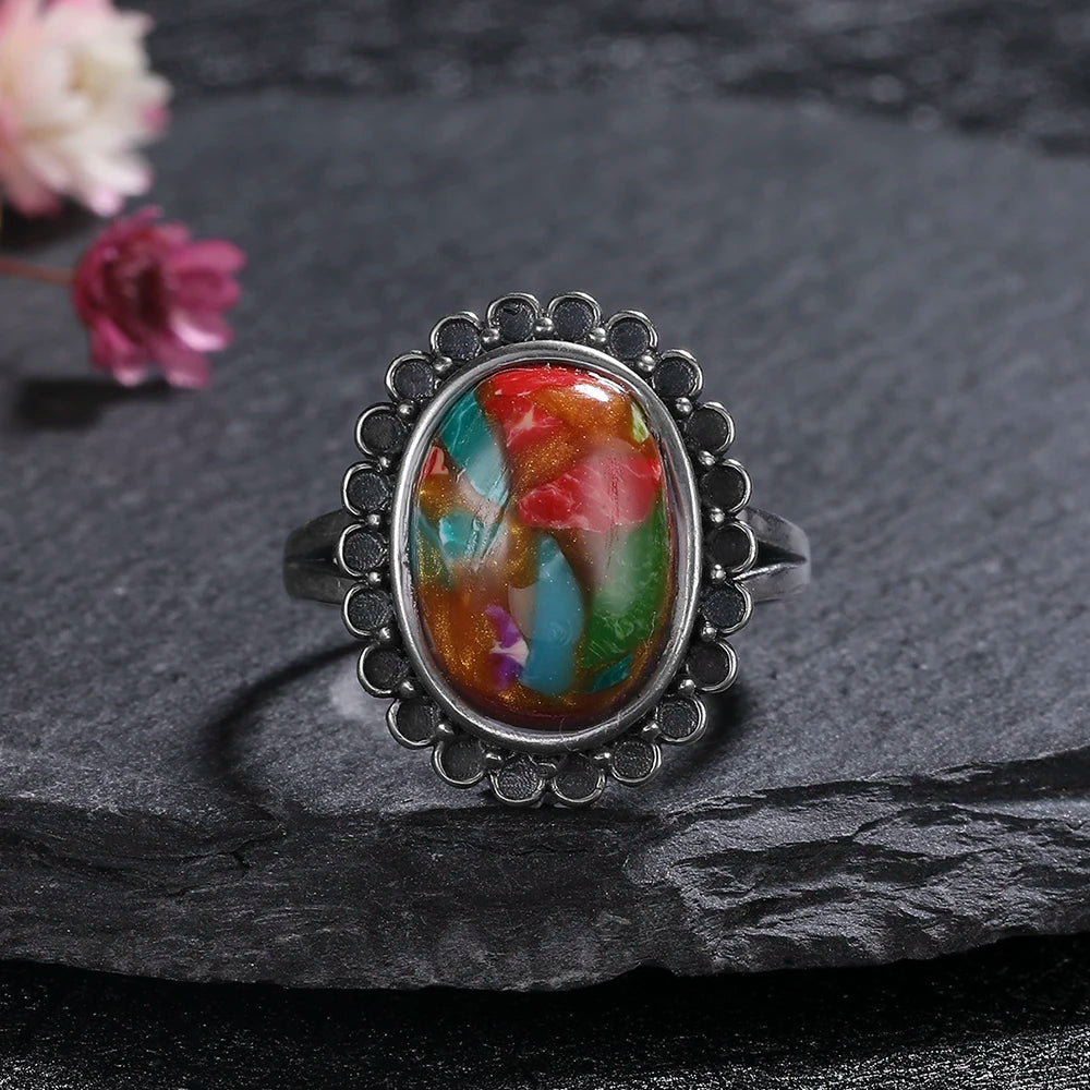Vintage Natural Emperor Stone Ring S925 Silver Retro Hollow Luxury Fine Jewelry Wedding Gift for Women - AMULET RING STORE