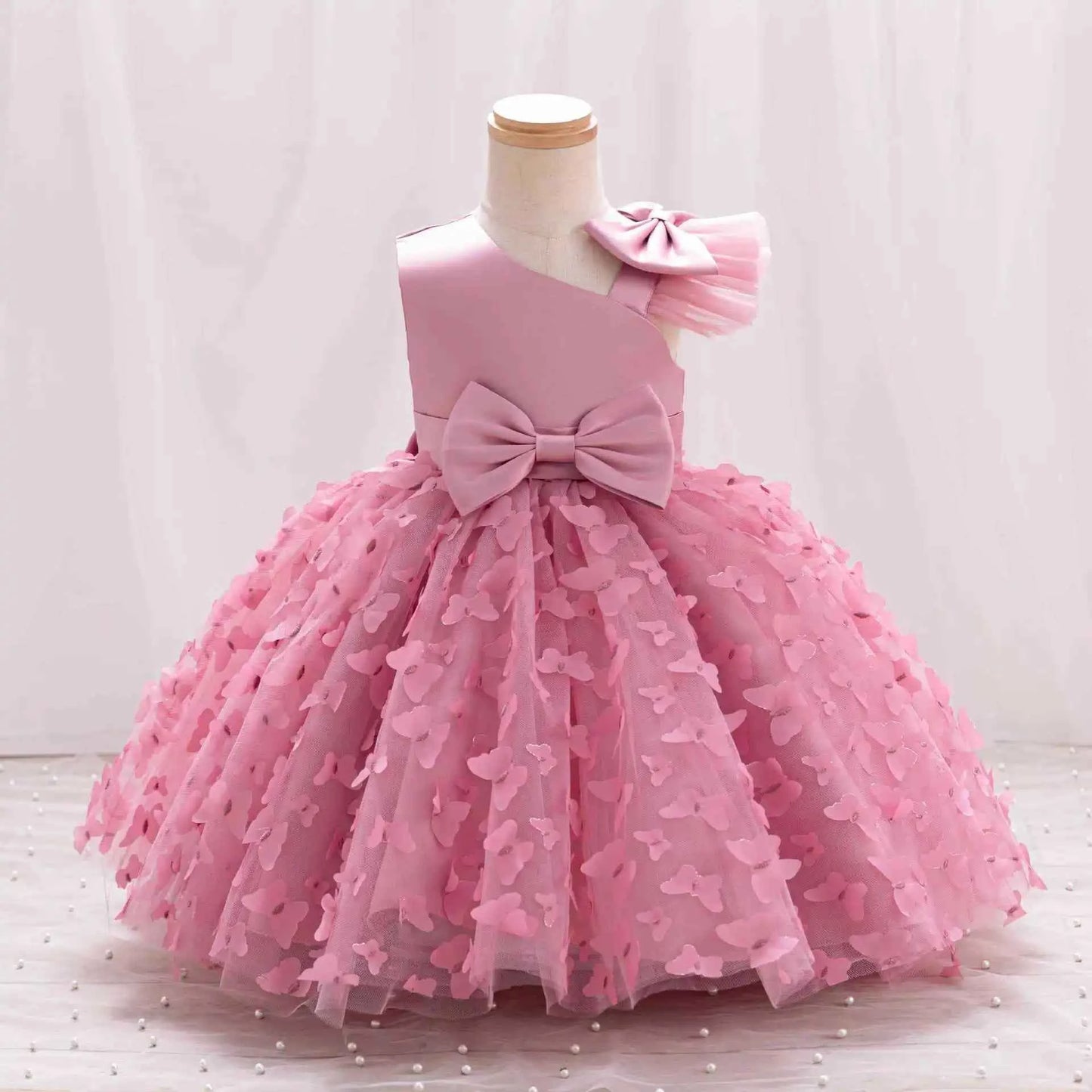 2024 Summer One Shoulder Sequin Fluffy Clothes New Off Shoulder Dress Girl Wedding Dress 0-5 Year Old Baby Girl Dress