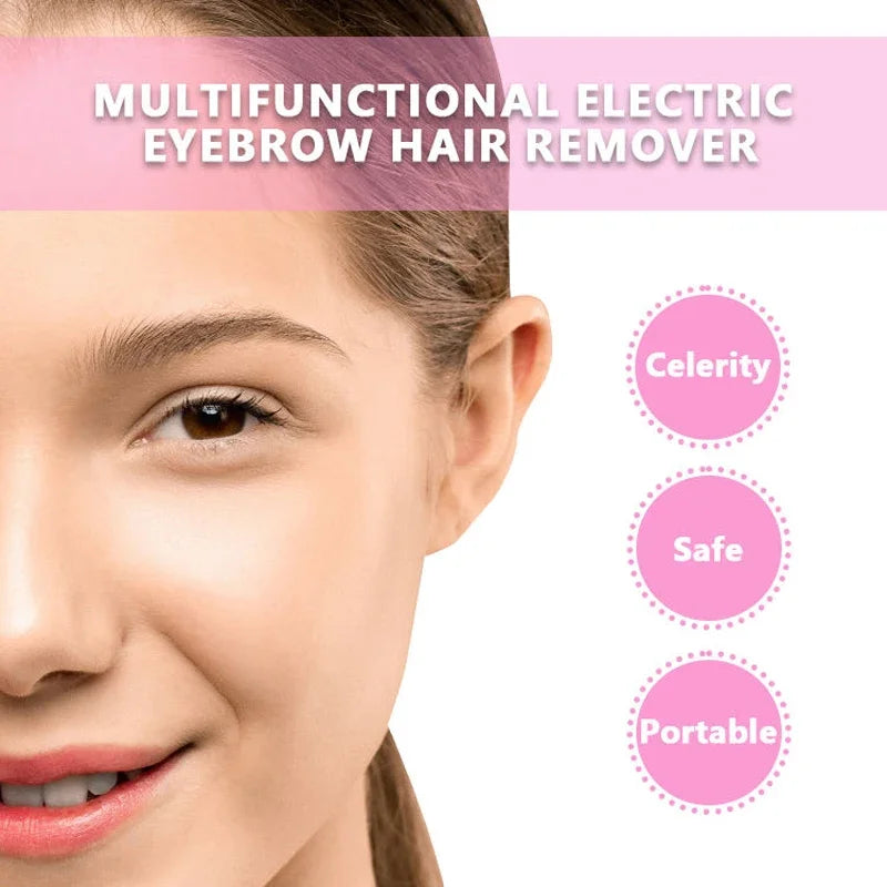 2022 New Multi Functional Mini Handle Beauty Women Painless Automatic Shaving Trim Eyebrows Electric Eyebrow Trimmer Pink Black - AMULET RING STORE