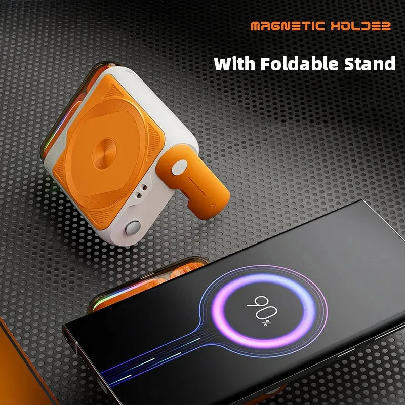 10000mAh Wireless Power Bank with Stand USB C Cable PD20W Fast Charging Magnetic External Spare Battery for IPhone Samsung Xiaom - AMULET RING STORE