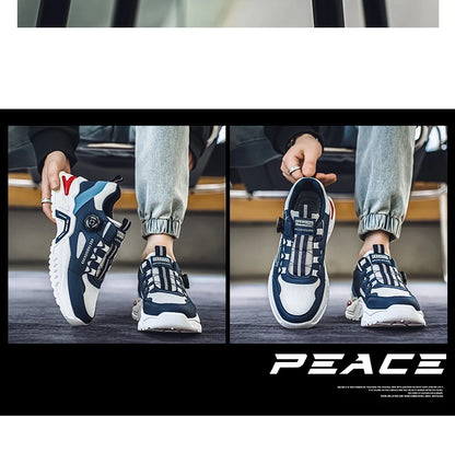 Men's Korean rotating buckle fashion casual sports shoes four season soft soled non slip outdoor running shoes student sneakers - AMULET RING STORE