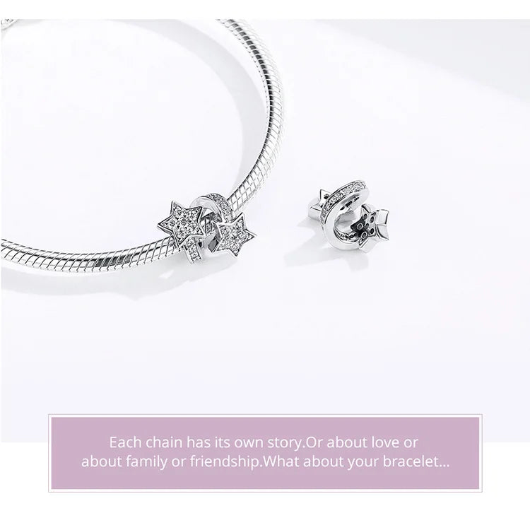 BISAER 925 Sterling Silver Charm Ocean Style Fish Dolphin Mermaid Shell Blue CZ Bead For Necklace&Bracelet DIY Fine Jewelry Gift - AMULET RING STORE