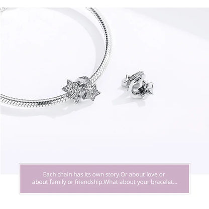 BISAER 925 Sterling Silver Charm Ocean Style Fish Dolphin Mermaid Shell Blue CZ Bead For Necklace&Bracelet DIY Fine Jewelry Gift - AMULET RING STORE