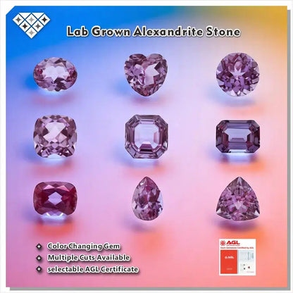 Lab Grown Alexandrite Stone High Quality Multiple Cuts Available Eco-Friendly Color Changing Gem Selectable Certificate