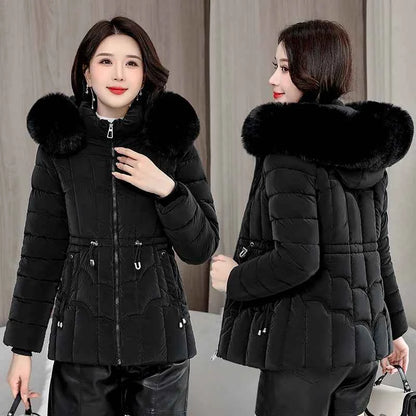 Winter 2025 New Down Jacket Women Parkas Fashion High-Quality Warm Cotton Padded Coat Ladies Short Overcoat Hooded Overwear Tops
