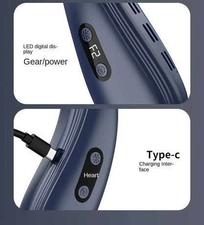 2024 New Neck Air Conditioner Portable Neck Fan Rechargeable Semiconductor Cooling Bladeless Fan Wearable Cooler multi purpose