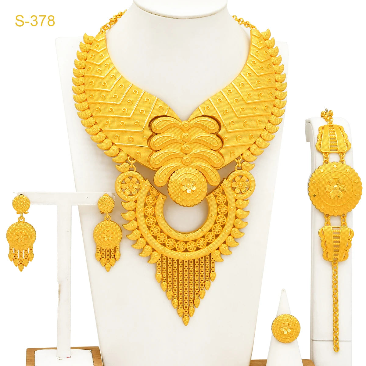 ANIID African Luxury Big Jewelry Set For Women Dubai 24K Gold Color Long Necklace Sets Wedding Party Gifts Wholesale