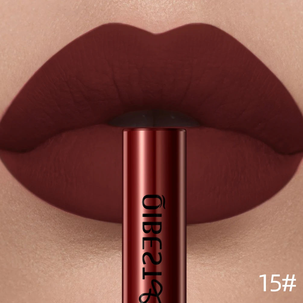 QIBEST Matte Liquid Lipstick Waterproof Long Lasting Velvet Lip Gloss Tint Tube Matte Nude Pigment Red Lipgloss Lips Makeup - AMULET RING STORE