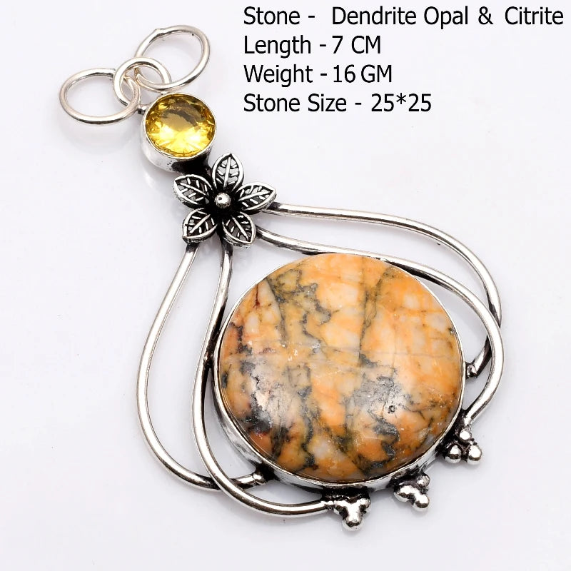 Genuine  Agate Labradorite Jasper Turquoise Rose Quartz Pendant