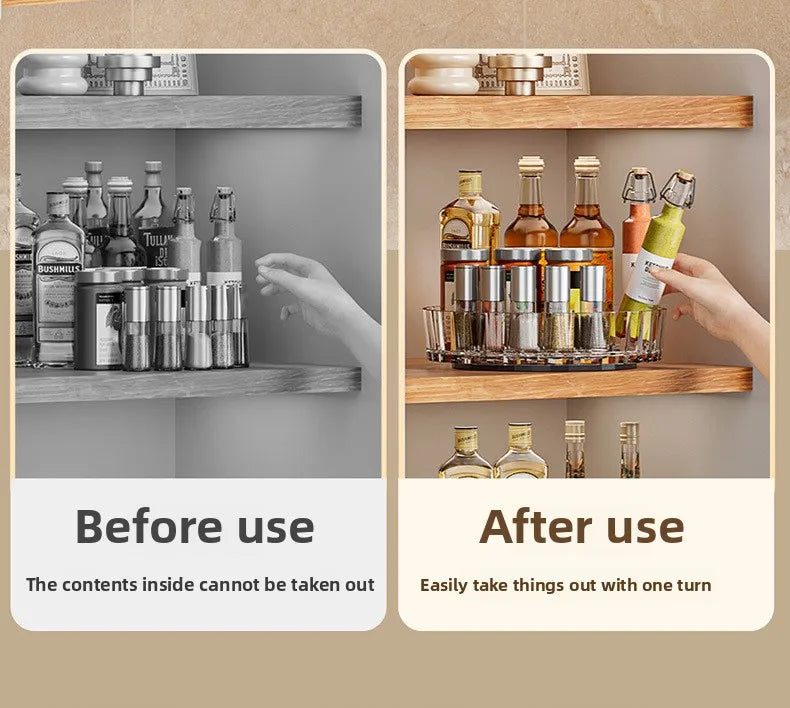 360° Rotating Plastic Storage Rack Bathroom Storage Organizer Kitchen Snack Food Oil Seasoning Bottle Storage Rack Fruit Tray - AMULET RING STORE