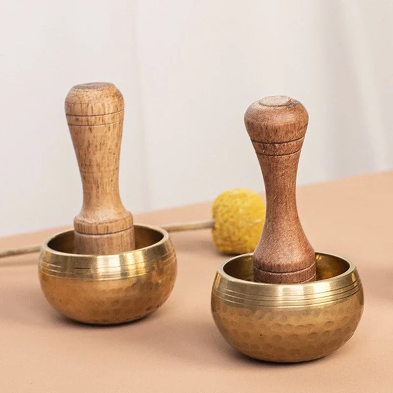 Mini Singing Bowl Portable Small Tibetan Bowls Nepal Handmade Meditation Sound Healing Mindfulness Spiritual Copper Percussion - AMULET RING STORE