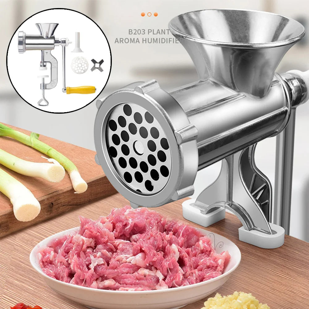 Manual Meat Grinder Aluminum Powerful Home Sausage Stuffer Filler Hand Crank Mincer Vegetable Chopper Pepper Kitchen Supplies - AMULET RING STORE