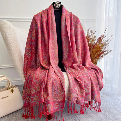Autumn Bohemian Ethnic Paisley Cashmere Shawls Scarf for Women Warm Jacquard Pashmina Scarves Print Design Lady Foulard Stoles - AMULET RING STORE