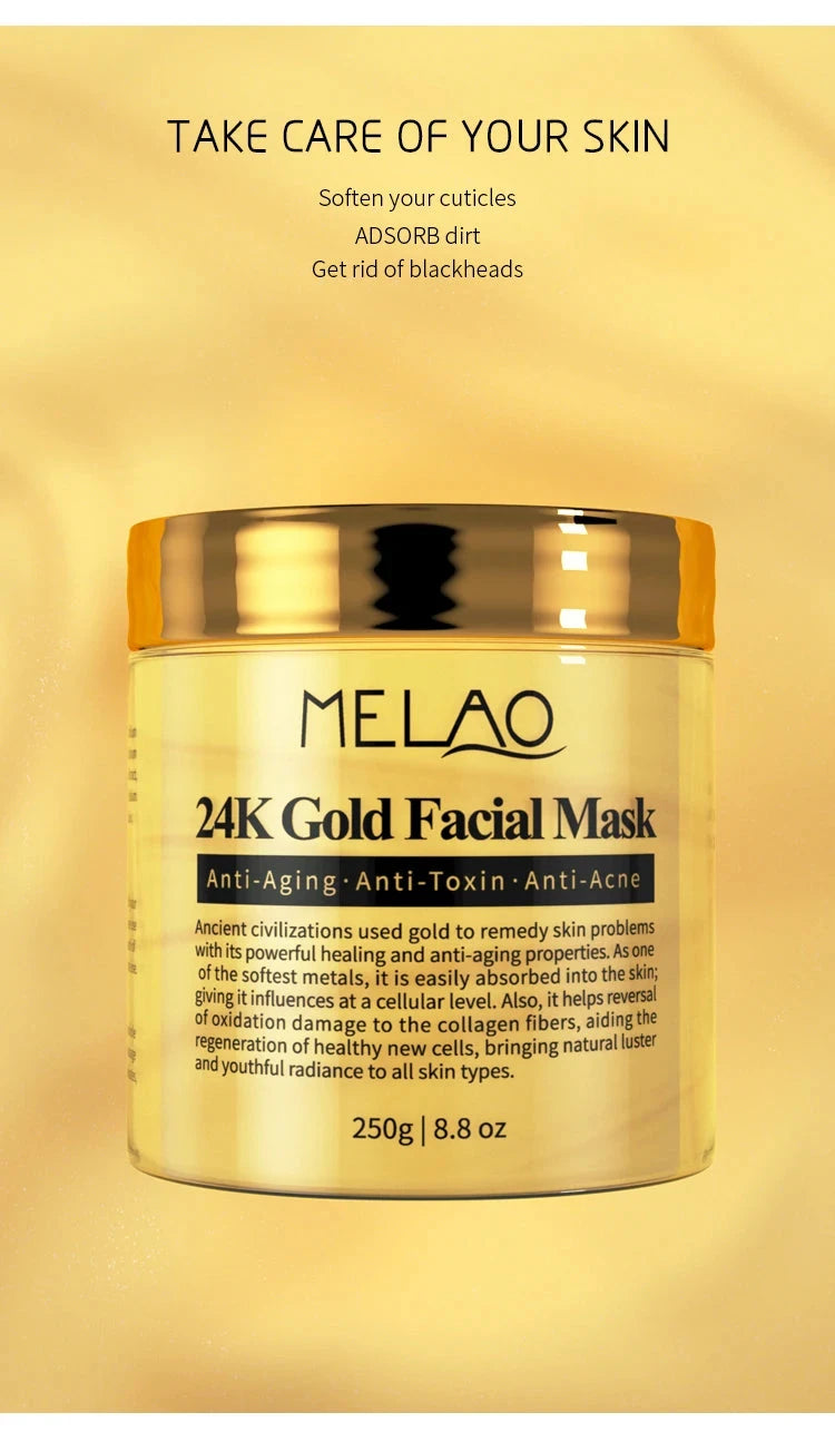 MELAO 24K Gold Face Mask Beauty Facemask Skin Remove France Golden Collagen Facial Moisturizing Masks - AMULET RING STORE