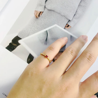 Huitan Exquisite Red Love CZ Engagement Proposal Rings for Women Thin Band Aesthetic Female Fashion Jewelry Fancy Birthday Gift