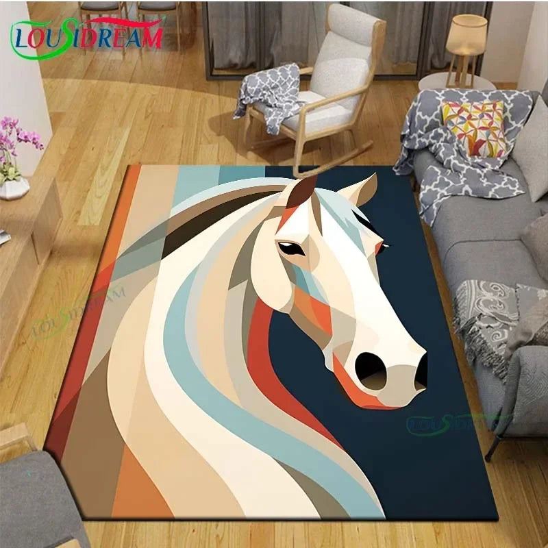 3D Fashion Exquisite Painting Horse Printed Carpet Living Room Anti-Skid Area Rug Kids Bedroom Mats Yoga Mat Large Carpet Decor