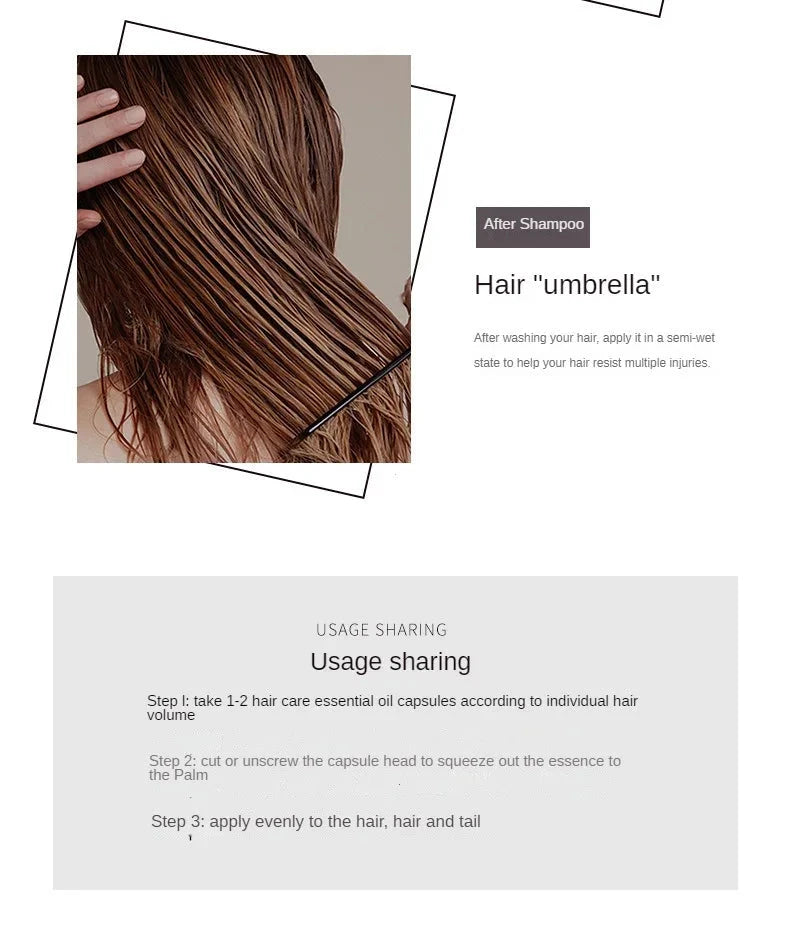 Hair Styling Serum for Frizzy & Dry Hair Rose Essence Oil Capsules Leave-in Anti Frizz Conditioner Repairs Dry, Damaged Hair - AMULET RING STORE