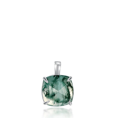 WES 100% 925 Silver Natural Unique Boho Moss Agate Pendant Necklace for Woman Earth Day Forest Jewelry Engagement Gift Wholesale - AMULET RING STORE