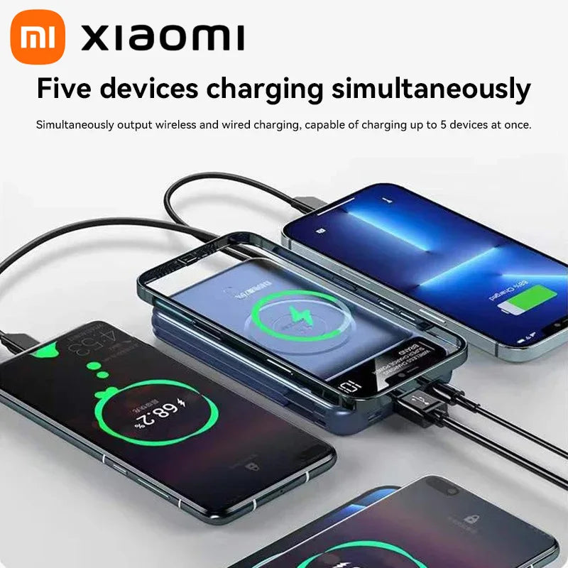 Xiaomi 50000mAh Portable Wireless Charging Power Bank Magnetic Charging Built-in Wire Mobile Phone Battery For Iphone Samsung - AMULET RING STORE