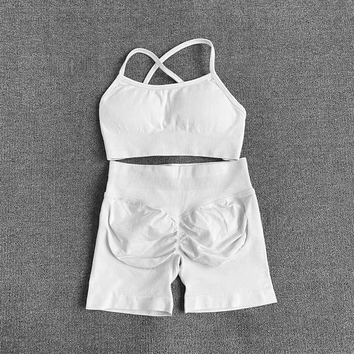 WHENG Peach Hip Lifting Suit Back Cross Sports Bra Shockproof Bra Quick Drying Shorts Set Gym Fitness Running Yoga Suit