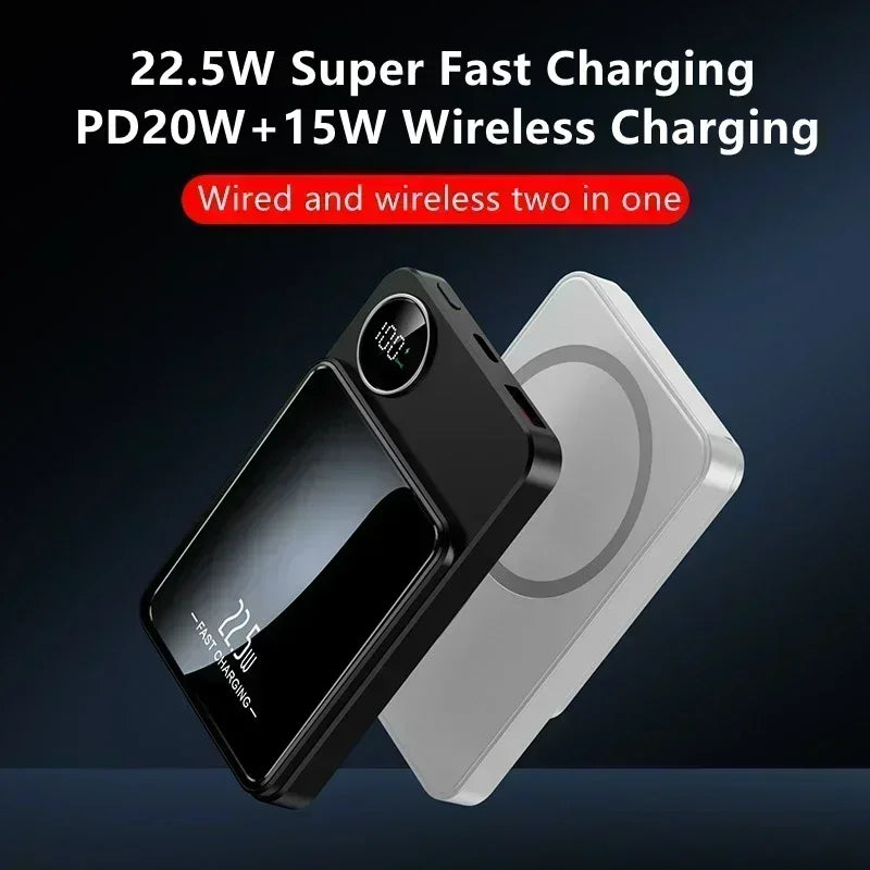 30000mAh MagSafe Power Bank - 15W Magnetic Wireless Charger with PD Fast Charge for iPhone 15/14/13 (Qi-Certified for Android) - AMULET RING STORE