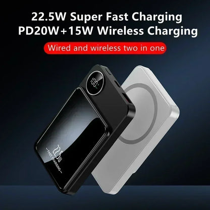 30000mAh MagSafe Power Bank - 15W Magnetic Wireless Charger with PD Fast Charge for iPhone 15/14/13 (Qi-Certified for Android) - AMULET RING STORE