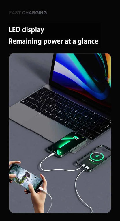 30000mAh Magnetic Power Bank 22.5W Fast Charging Portable External Battery Ultra Thin Safe Wireless  For iPhone Huawei Samsung