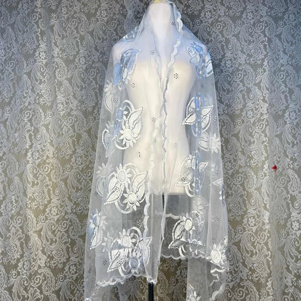 on sale 2025 New African Net Hijab Scarf For Muslim Women African Dubai Islam Headscarf Embroidery Shawls voile - AMULET RING STORE