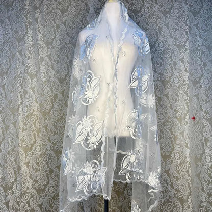 on sale 2025 New African Net Hijab Scarf For Muslim Women African Dubai Islam Headscarf Embroidery Shawls voile - AMULET RING STORE