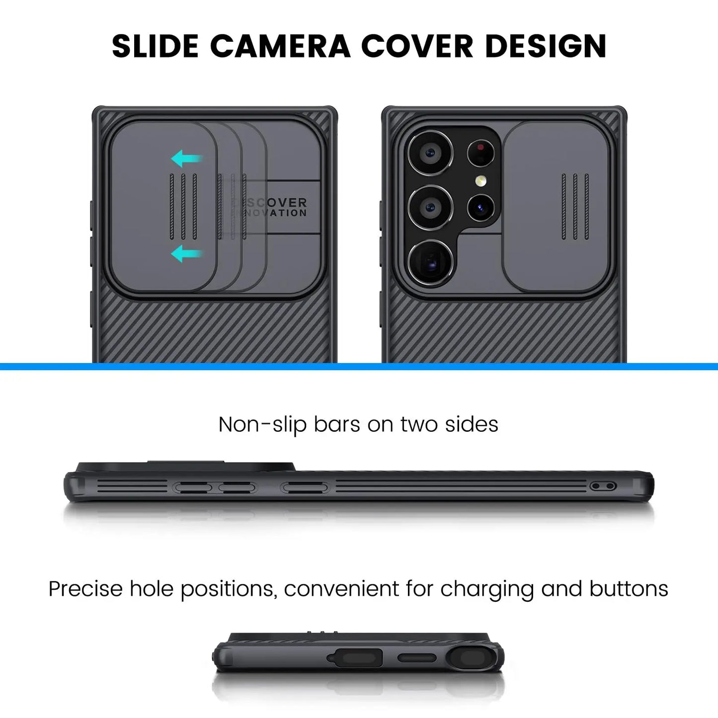 Nillkin Case For Samsung Galaxy S25 S24 S23 S22 Ultra Plus FE A55 A35 Slide Pro Camera Slim Rugged Phone Thin Shockproof Cover - AMULET RING STORE