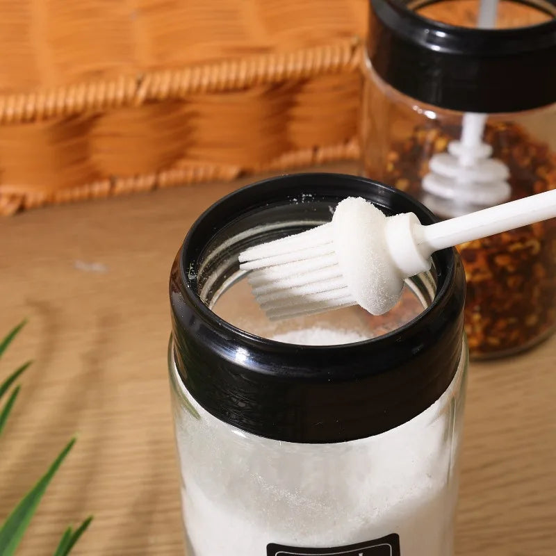 1/5PCS Glass Spice Jar Seasoning Bottle Pepper Shaker Salt Jars Barbecue Condiment Bottle with Quantitative Spoon Kitchen Gadget