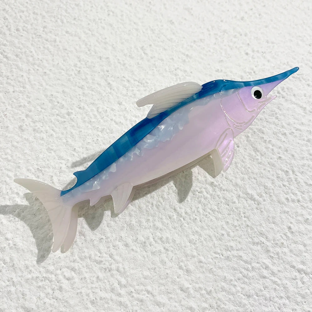 Creative Funny Acetate Tortoise Sturgeon Fish Shark Hairpin Oversize Marine Animal Barrettes Thick Hair Clip Claw Accessories - AMULET RING STORE