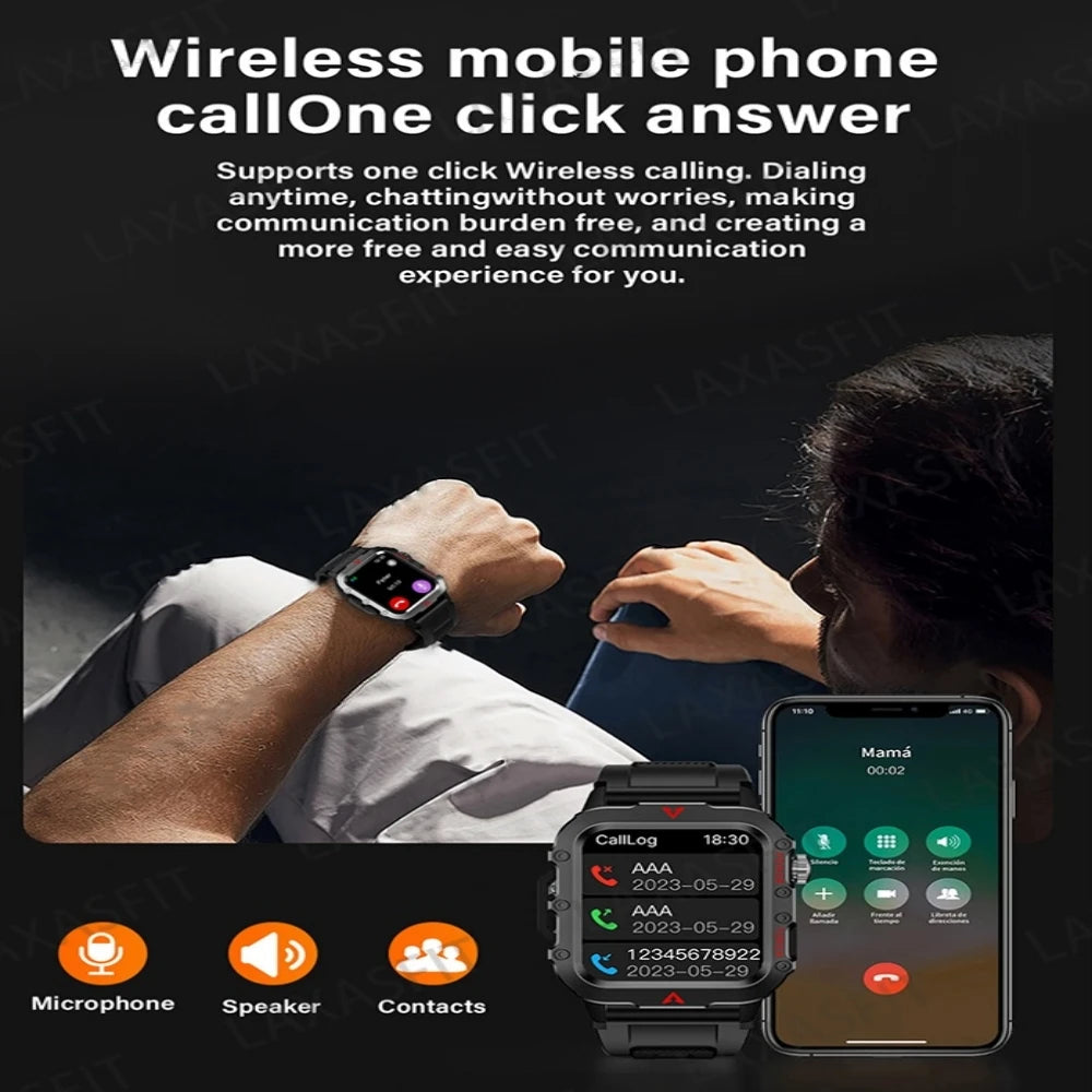 Outdoor Smartwatches For Music Call Connect Phone Men Flashlight Weather Distance Message Sport Tracker Bluetooth Smart Watch - AMULET RING STORE
