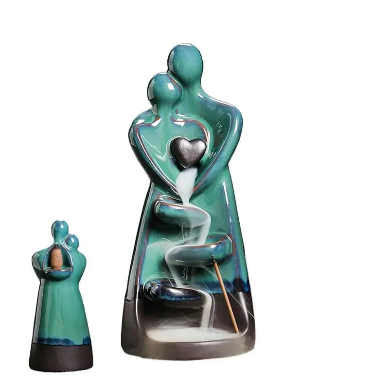 Lover Couple Ceramic Sandalwood Backflow Incense Burner Home Decor Waterfall Incense Burner Valentine's Day Gift - AMULET RING STORE