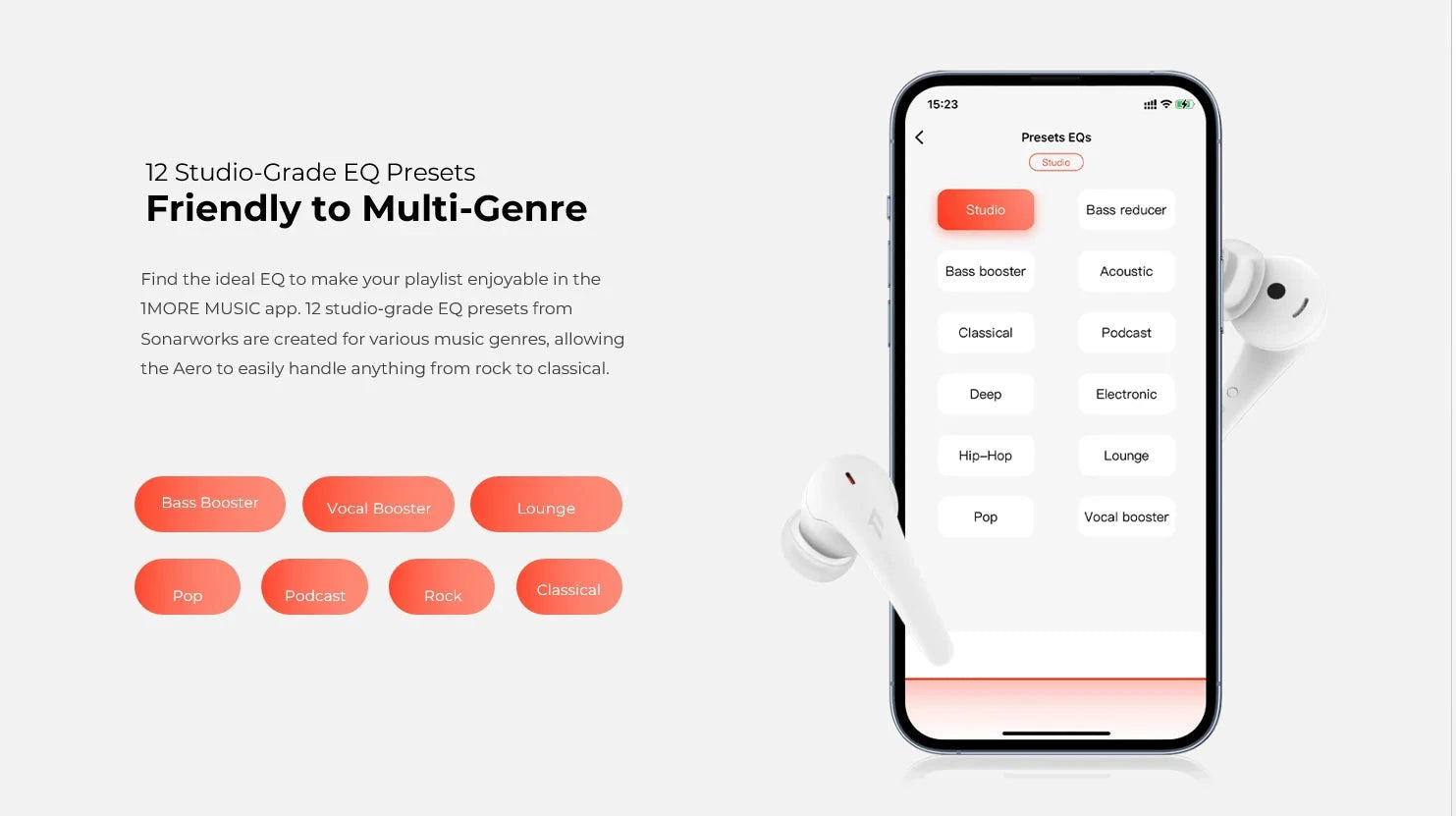 1MORE Aero Ear buds Noise Cancellation Bluetooth 5.2 flash-sale  Clear Calls 28h Playtime  Wireless Charging headset  electronic