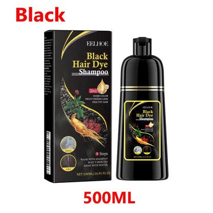500ml Natural Herbal Hair Dye Shampoo 3 in 1 Change Hair Color Gray Hair to Dark Brown Black Deep Nourishing Fashion Hair Care - AMULET RING STORE