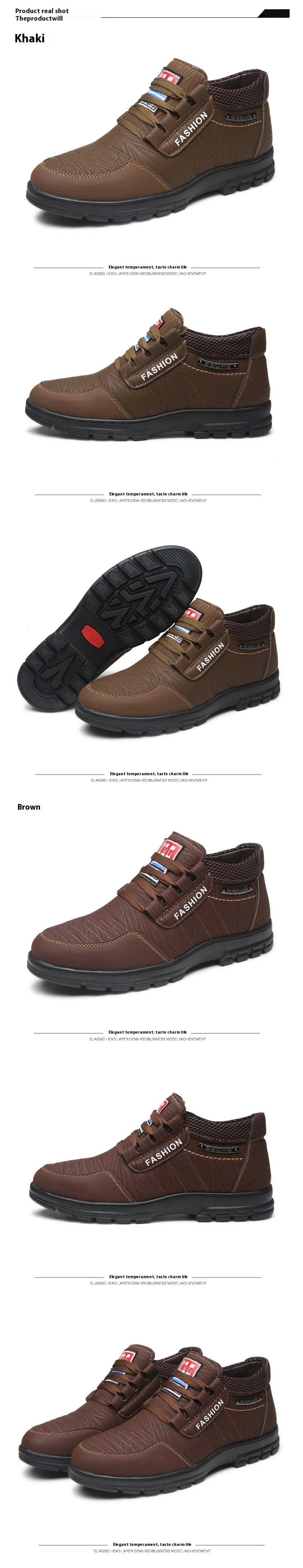 FUQIAO Hot Fur Men's Casual Shoes Warm Flats British Style Leather Footwear Comfort Non-slip Winter Boots Men Plus Size 46