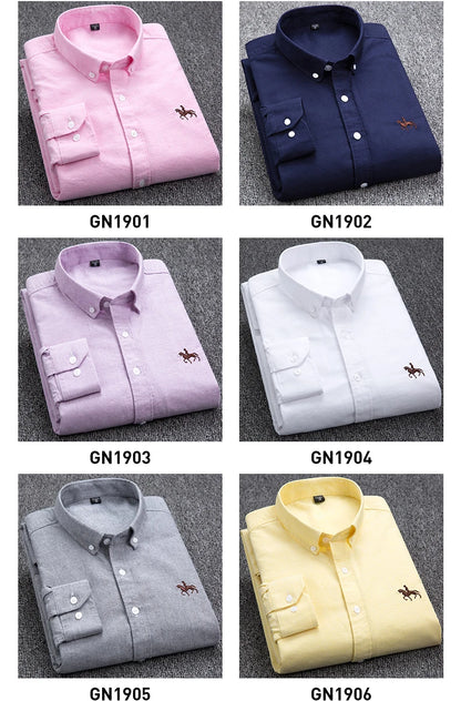 Long Sleeve Pink Shirt For Men Oversize Slim Fit Casual Dress Shirts Four Seasons Cotton Oxford New Fashion Korean Men Clothing