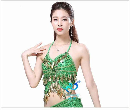 Sexy Belly Dance Bra Top Women's Sensual Strap Hanging Ne Vest Dance Clothing Adult Fem Polyester Sportswear Yoga Fitn