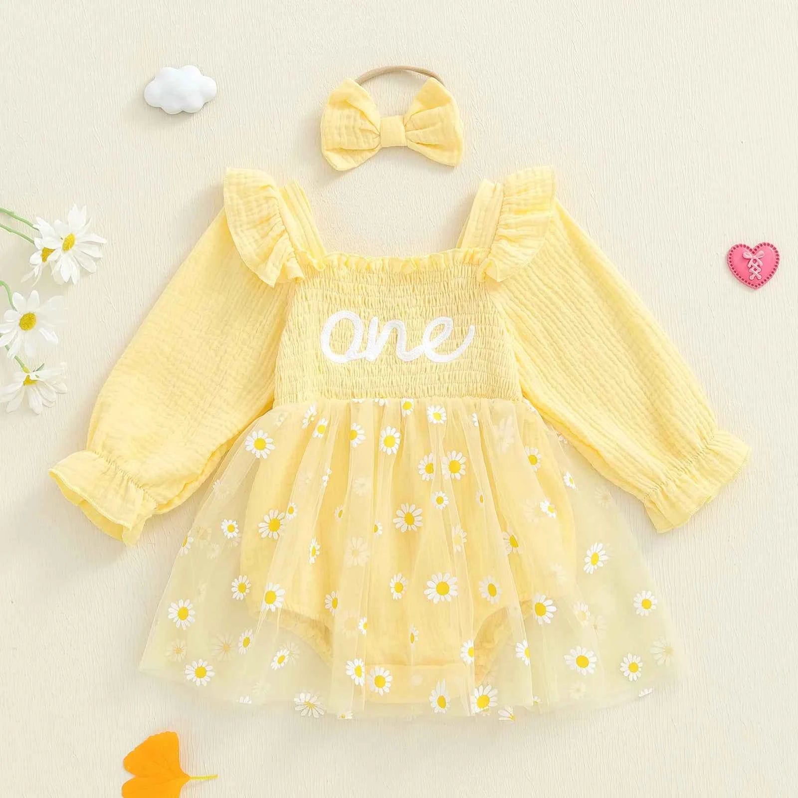 Adorable Infant Princess Tutu Dress Set Elegant Floral Applique Ruffled Romper with Matching Bow Headband for Baby Girl s