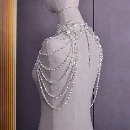 Bridal Bolero Black Crystal Necklace Beaded Bridal Covered Body Chain Women Accessories Off Shoulder Bolero Decoration VG09 - AMULET RING STORE