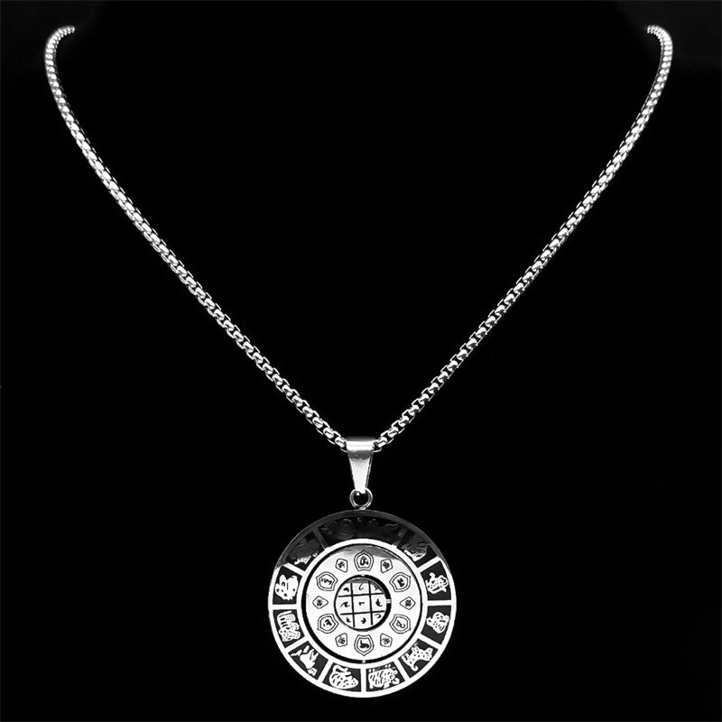 Buddhism Chinese Zodiac Lotus Rotatable Necklace for Men Women AMULET RING STORE