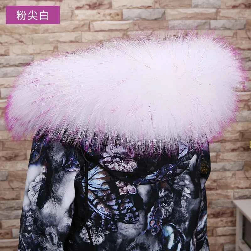 Raccoon Fur Collar 100% Real Fur Fashion Scarves For Ladies Neck Warmer Women Winter Natural Fur Scarf Decor White Fur Scarf