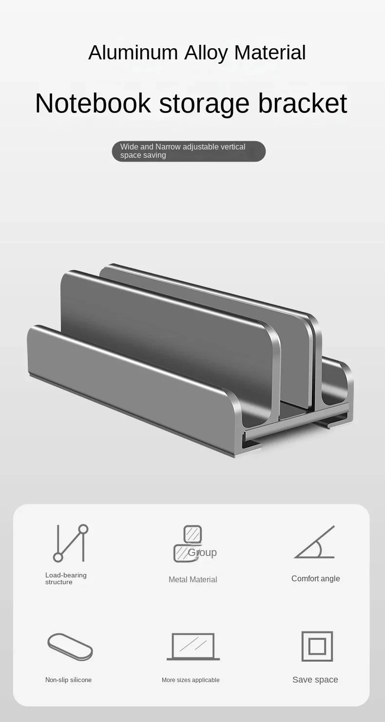 Laptop Stand Vertical Tool-Free Adjustable Aluminum Vertical Laptop Stand Holder Support Macbook Air Pro Laptop Accessories - AMULET RING STORE