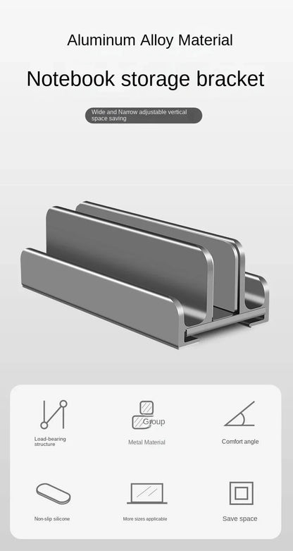 Laptop Stand Vertical Tool-Free Adjustable Aluminum Vertical Laptop Stand Holder Support Macbook Air Pro Laptop Accessories - AMULET RING STORE