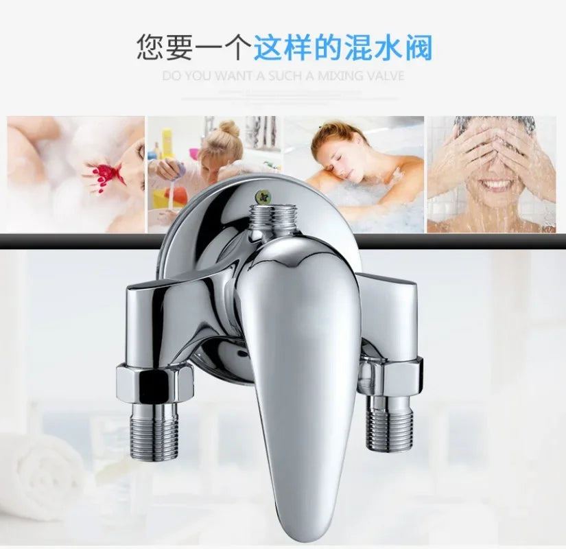 G1/2" Bathtub Shower Faucet Hot and Cold Water Mixing Valve Bathroom Set Countertop Mounted Chrome Plated Valve Bath Shower Set