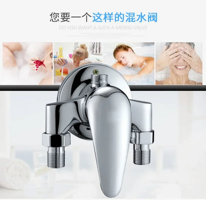 G1/2" Bathtub Shower Faucet Hot and Cold Water Mixing Valve Bathroom Set Countertop Mounted Chrome Plated Valve Bath Shower Set