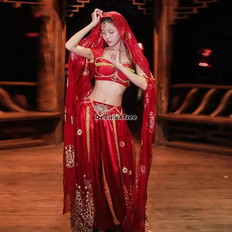 2025 summer new Indian traditional clothing Indian dance costumes improved saree women sexy Indian sequins belly dance dress a6