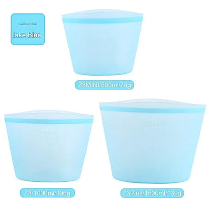 1/3/4Pcs/Pack Silicone Storage Bag,Reusable Food Grade Fresh-keeping Zipper Bags,BPA Free,Leakproof,Microwave&Dishwasher Safe - AMULET RING STORE